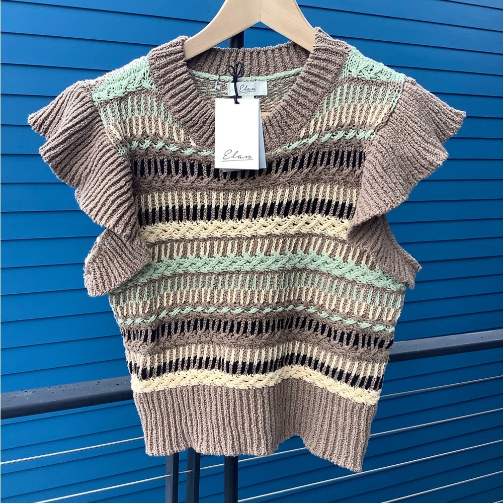 Elan Multicolor Ruffle Knit Vest